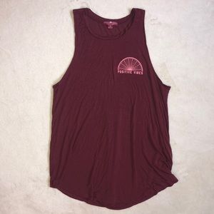 Maroon Red Positive Vibes Yoga Workout Tank Top